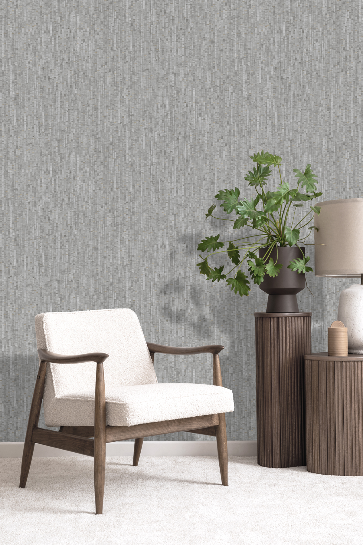 Papier Peint Effet Paille Relief gris - Nomade d'Ugépa | Réf. UGP-M64919