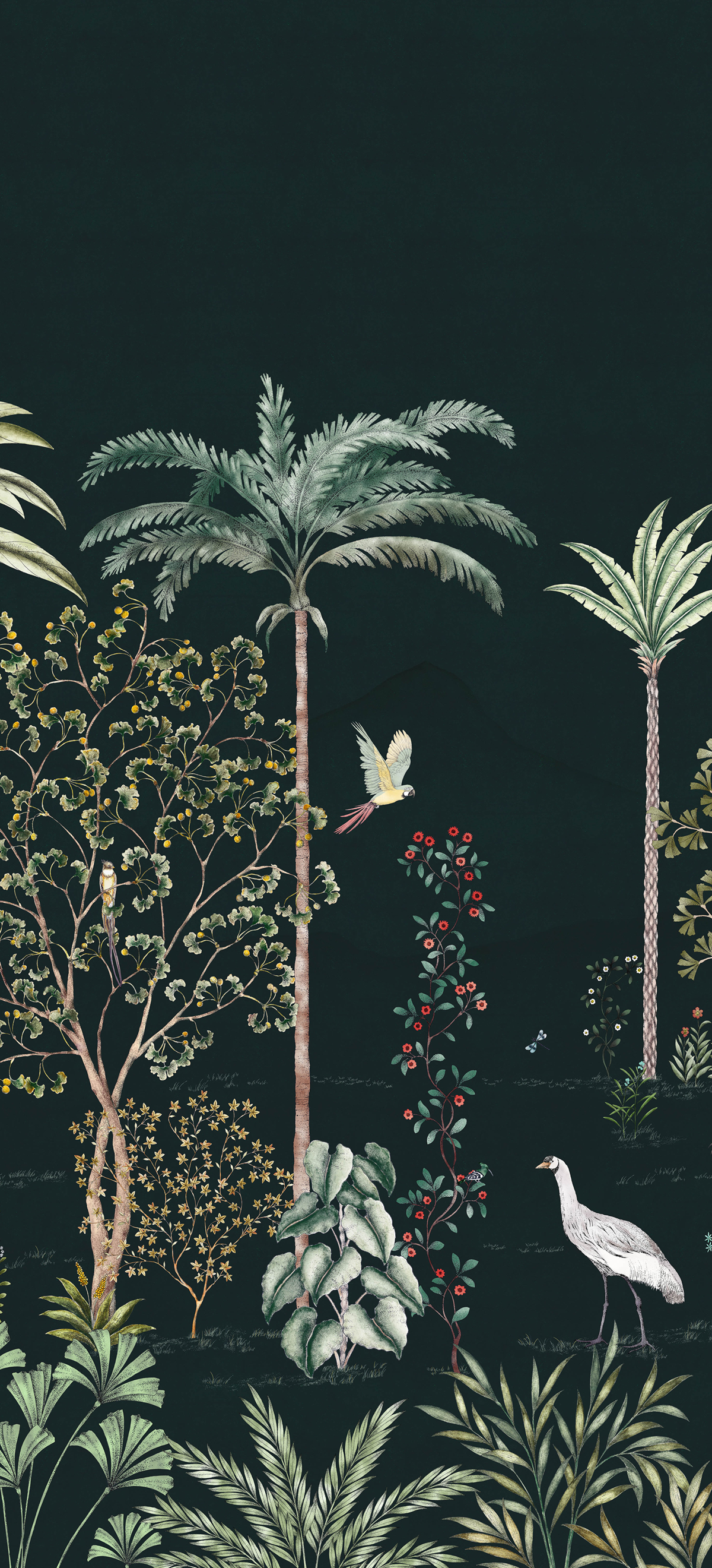 Papier peint panoramique Jardin Des Oiseaux Nuit A - 1/2/3 - Isidore Leroy