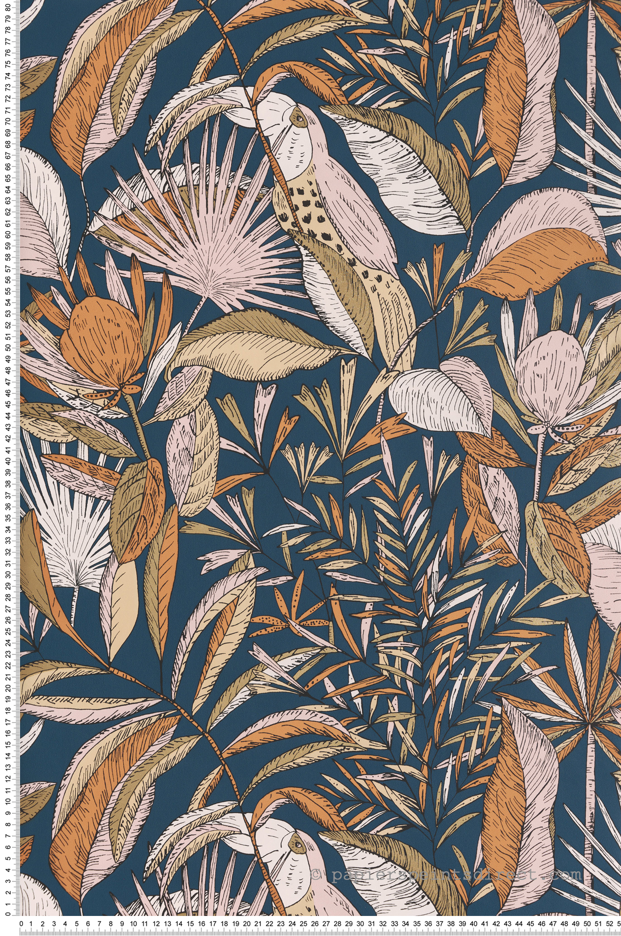 Papier peint Feuille Jardin de Bel Air bleu rose doré - Nos Gravures de Casélio | Réf. NGR103016459