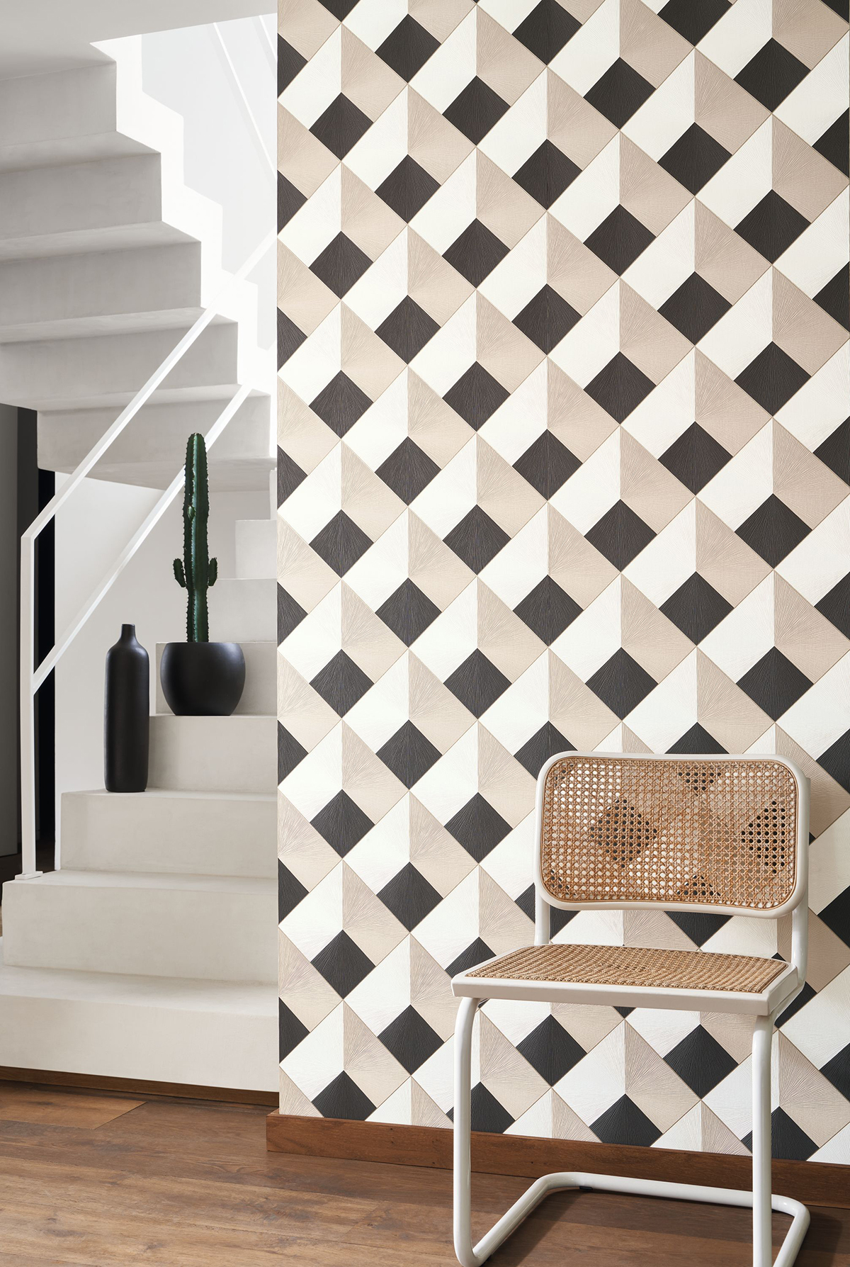 Papier peint Losange Trompe l'Oeil beige et doré - Perception de Casadéco | AMB Réf. PERP86511510