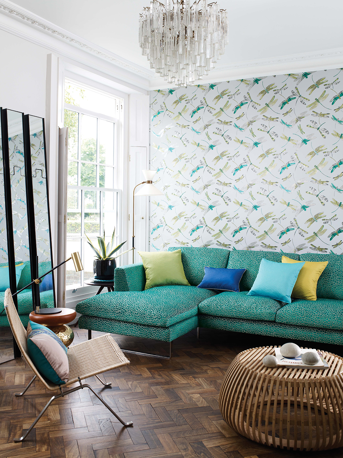 Papier peint Nature Libellule vert et argenté - The Wallpaper Collection de Matthew Williamson | Réf. OSB-W6650-01