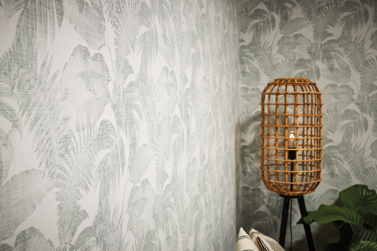 Papier peint Jungle Tropicale vert fond blanc - New Walls d'AS Création AMB | Réf. SP15253