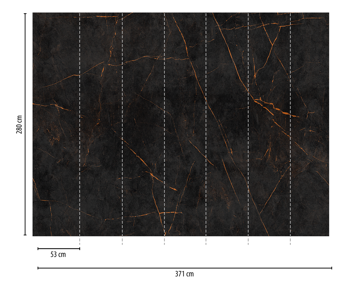 Papier peint panoramique Marbre noir orange - The Wall d'A.S. Création | Réf. AS-382251