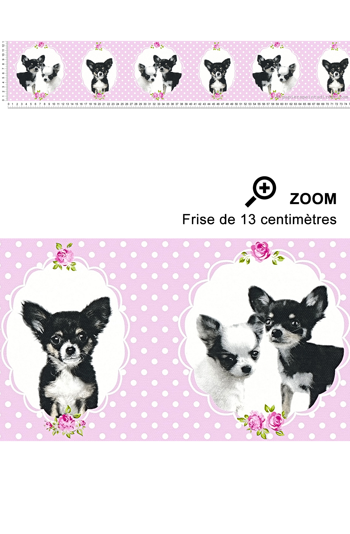 Frise chihuahua vieux rose à pois - Little Stars AS Création | Réf. SP04408