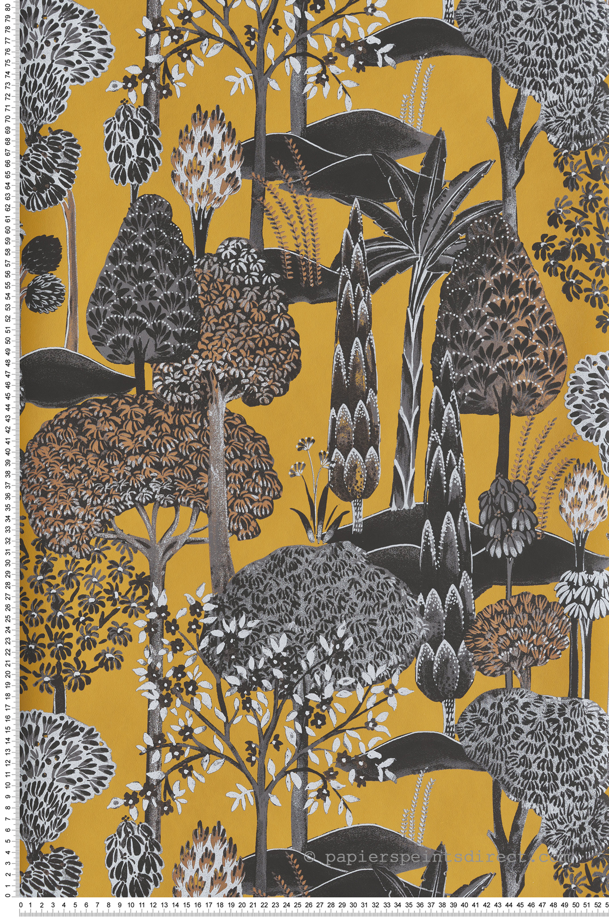 Papier peint Forêt Exotique Viray moutarde métallisé - Summer de Masureel | Réf. MAS-SUM001