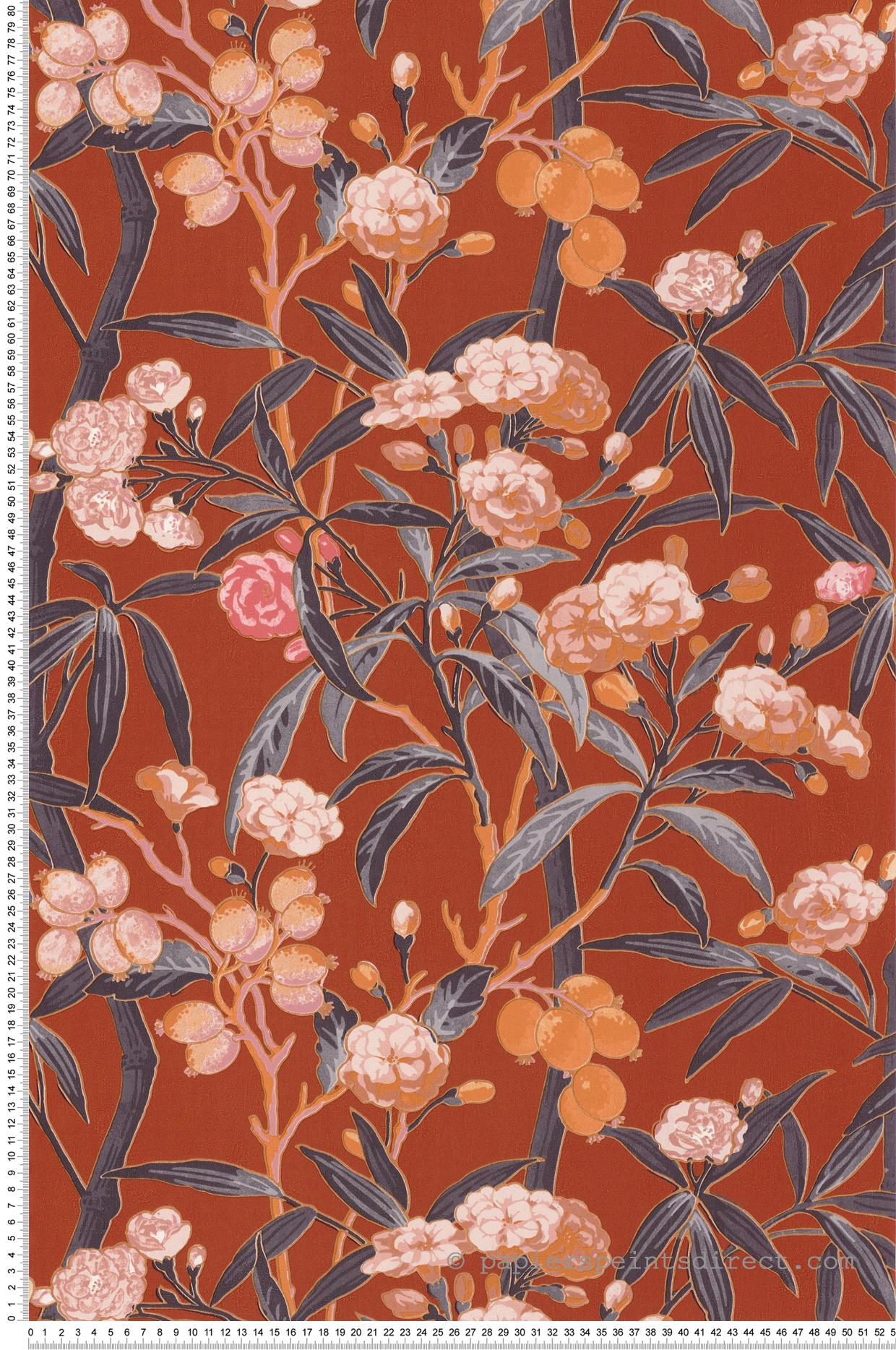 Papier peint tropical Habana Orange terracotta - Cuba de Casadéco | Réf. CBBA84333417