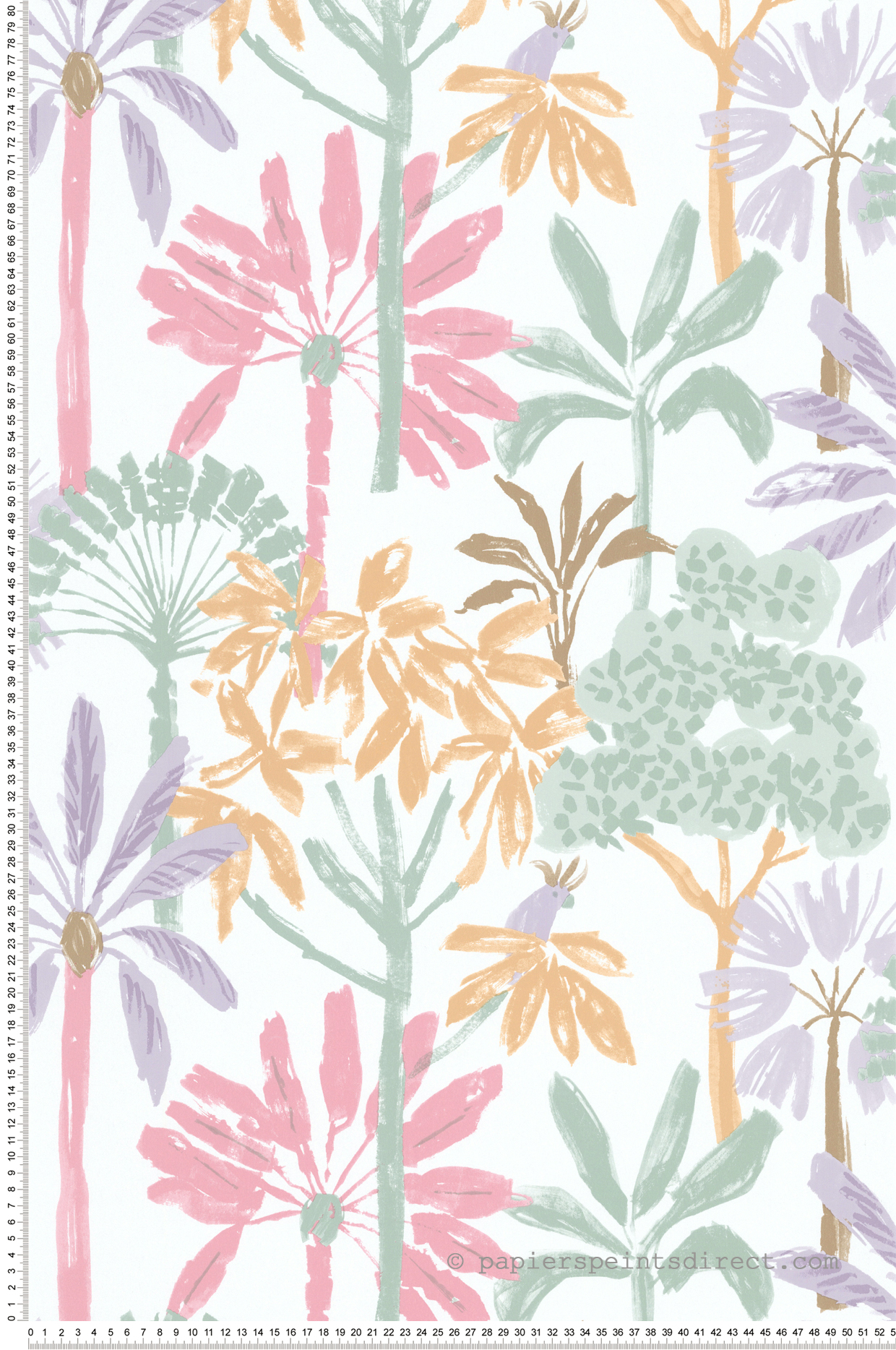 Papier peint Jungle Enfantin Palmeraie mauve rose - Les Aventures de Lutèce | Réf. LTC-36240403