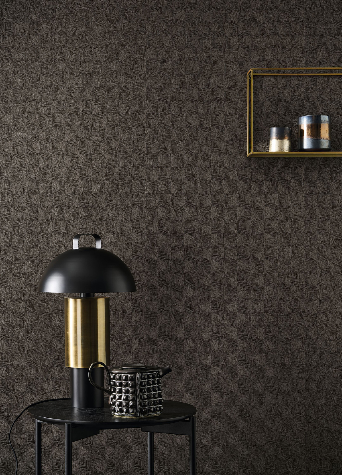 Papier peint Mosaïque Cercle Asterios noir doré - Solaris de Casadéco | Réf. SOLA201889999