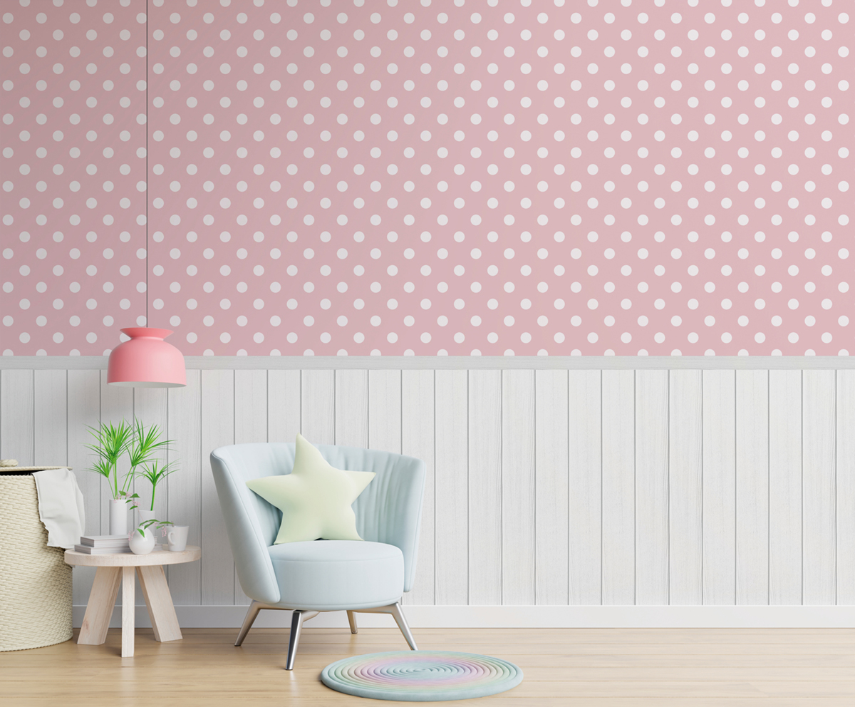 Papier peint panoramique Pois Soubassement rose - Wallpanel d'A.S. Création | Réf. AS-398061