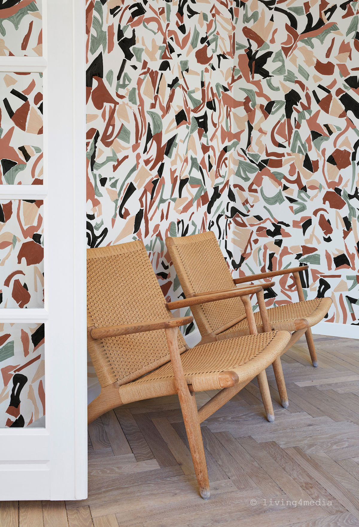 Papier peint panoramique Collage Abstrait Terracotta A - 1/2/3/4 - Isidore Leroy