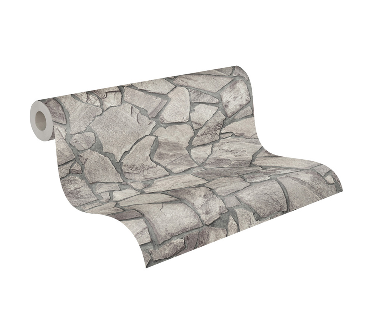 Papier peint Pierre Parement gris argent - Elements 2 d'A.S. Création ROLL | Réf. AS-389336