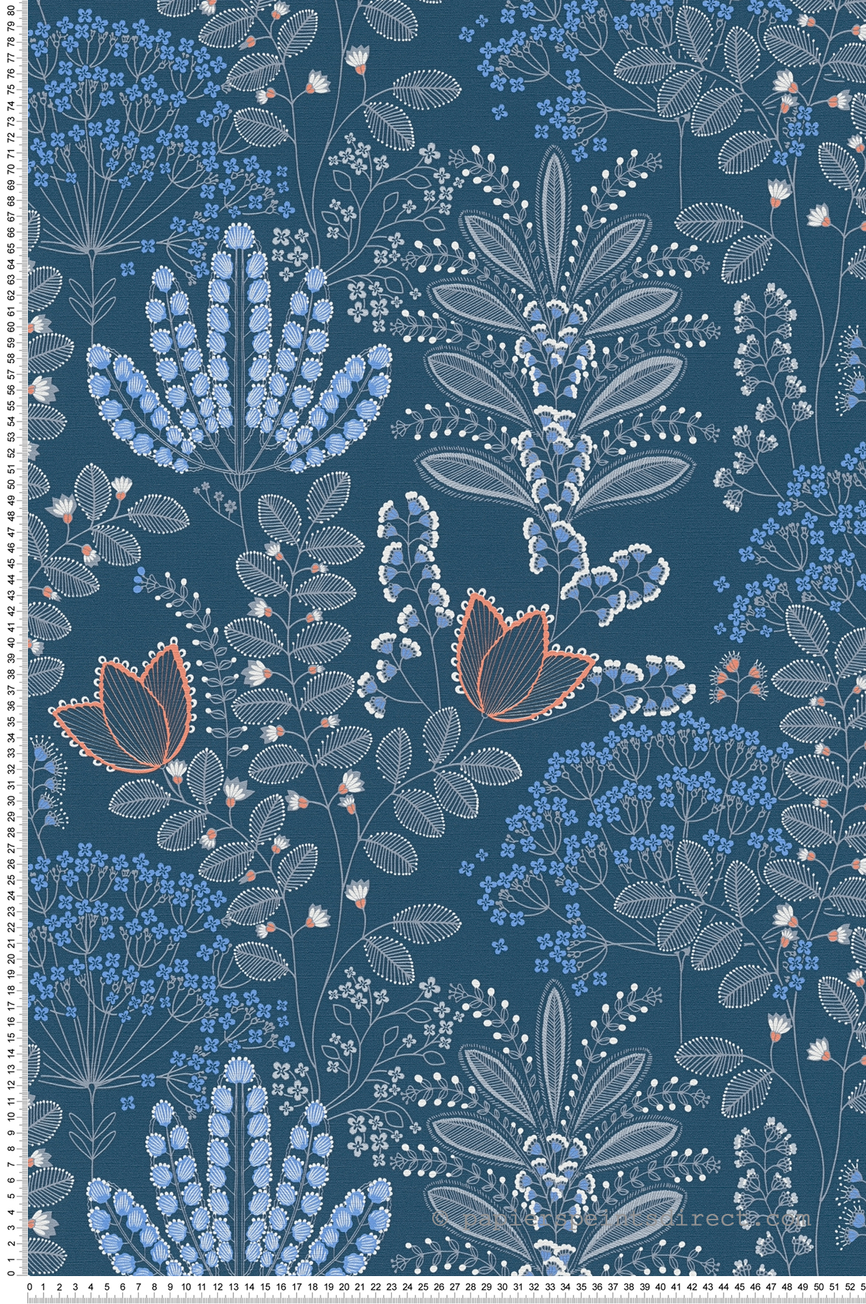 Papier peint Fleurs Enfantin Achillae bleu - Famous Garden d'A.S. Création | Réf. AS-393494