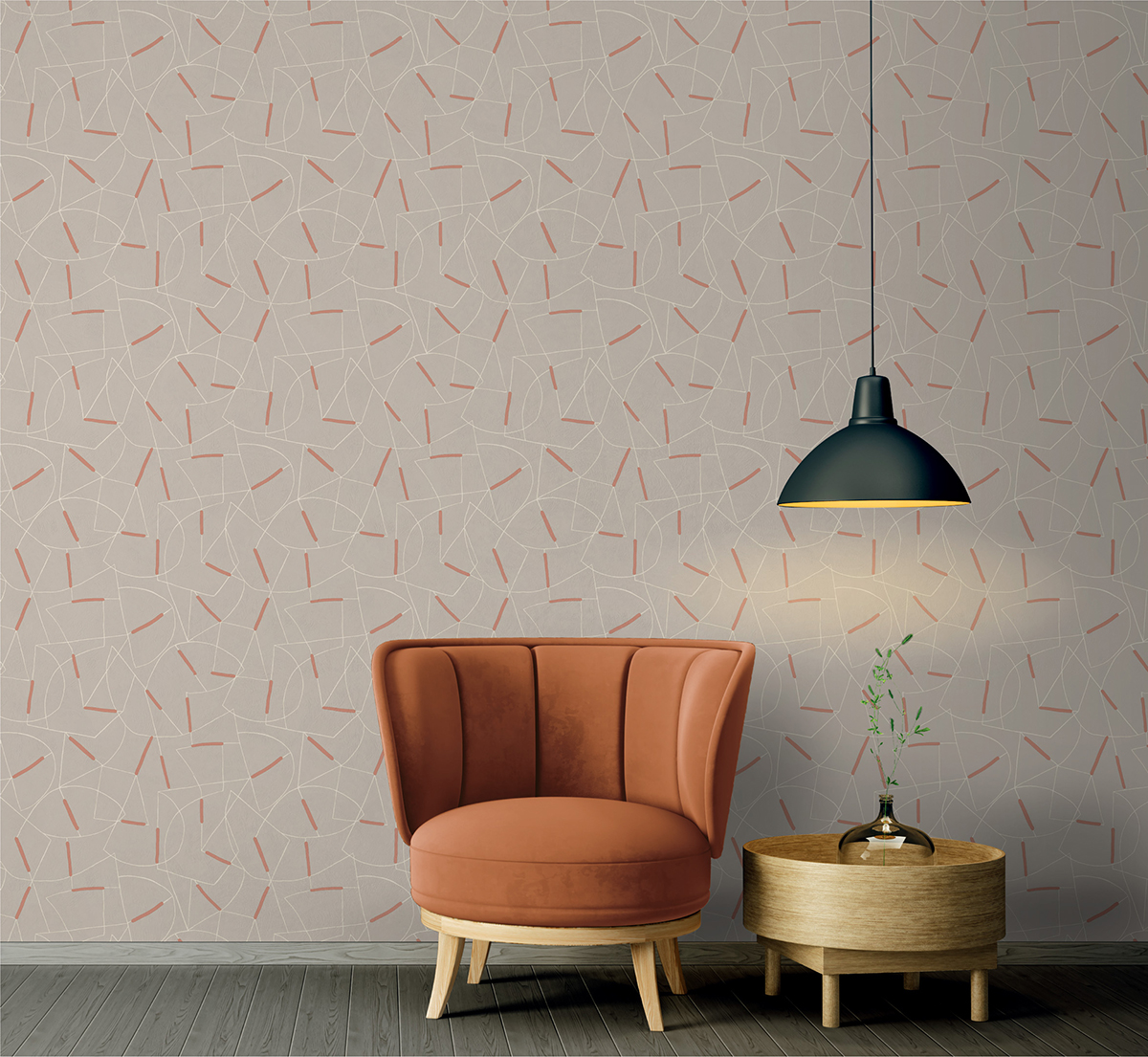 Papier peint Abstrait et Graphique gris et rose cuivré - Arty de Lutèce | Réf. LTC-51211409