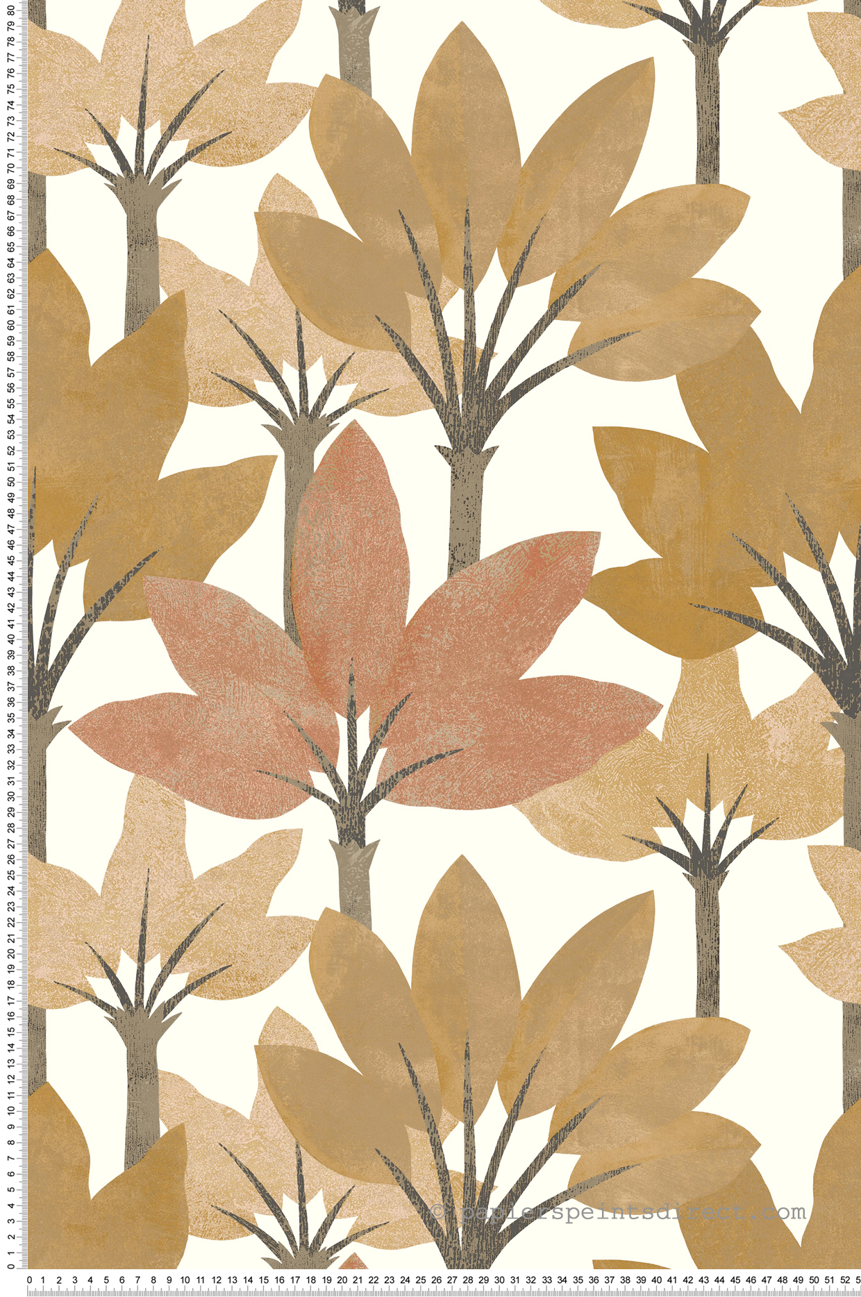 Papier peint Forêt Métallisé Babel curry brique - Babylone de Casadéco | Réf. BBLN89712310