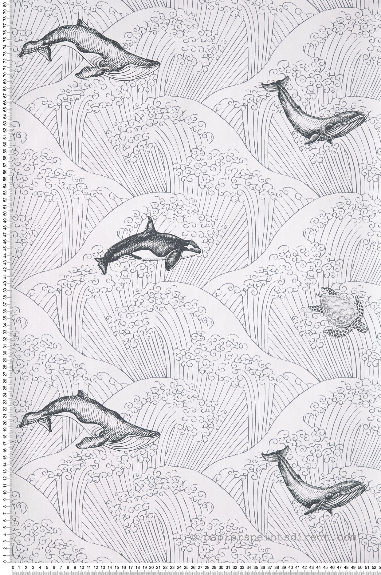 Papier peint Marin Under The Sea noir et blanc - Our Planet de Casélio | Réf. OUP102019902