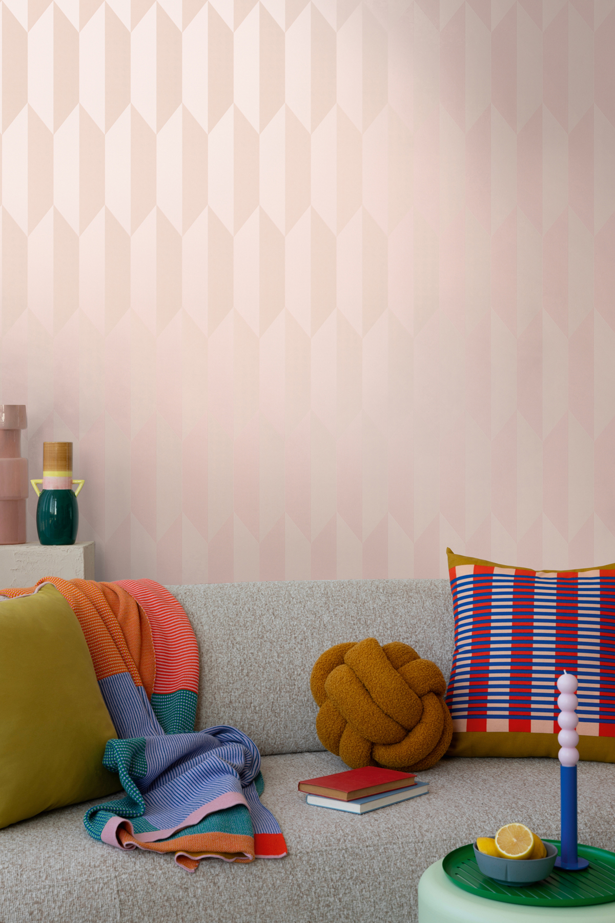 Papier peint Damier Graphique Groove rose métallisé - Cosmoliving d'A.S. Création AMB2 | Réf. AS-790862