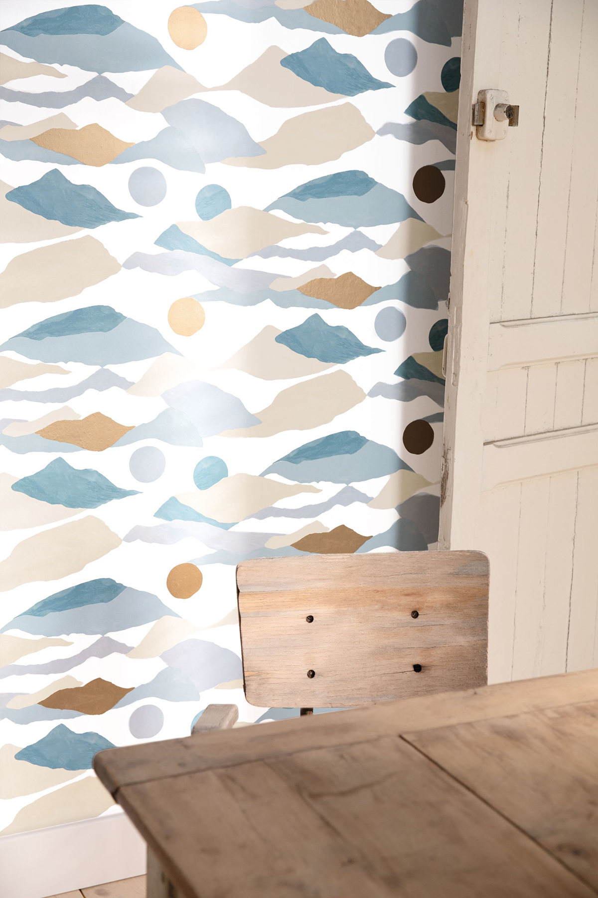 Papier peint Paysage Montagne bleu et doré - Imagination de Casélio | Réf. IMG102186025