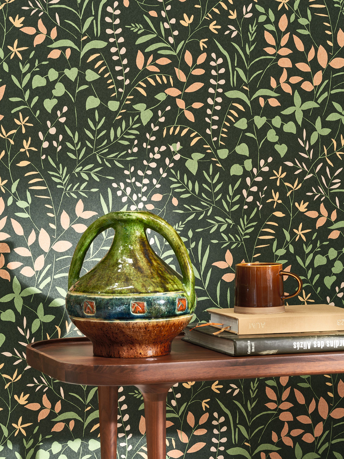 Papier peint Branche Scandinave Bastide vert terracotta - Echappée Belle de Casadéco AMB2| Réf. ECHA89837808