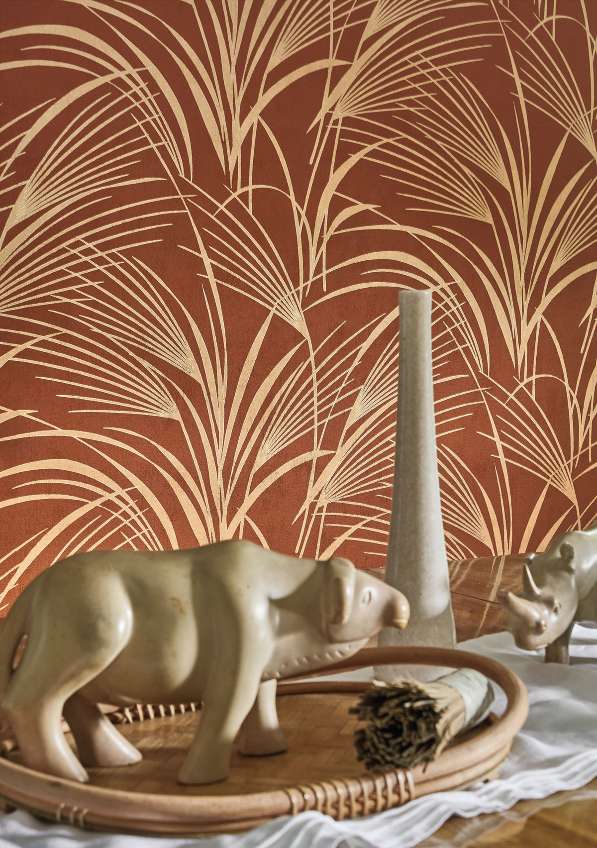 Papier peint Herbe Samarra rouille doré - Babylone de Casadéco AMB2| Réf. BBLN89728852