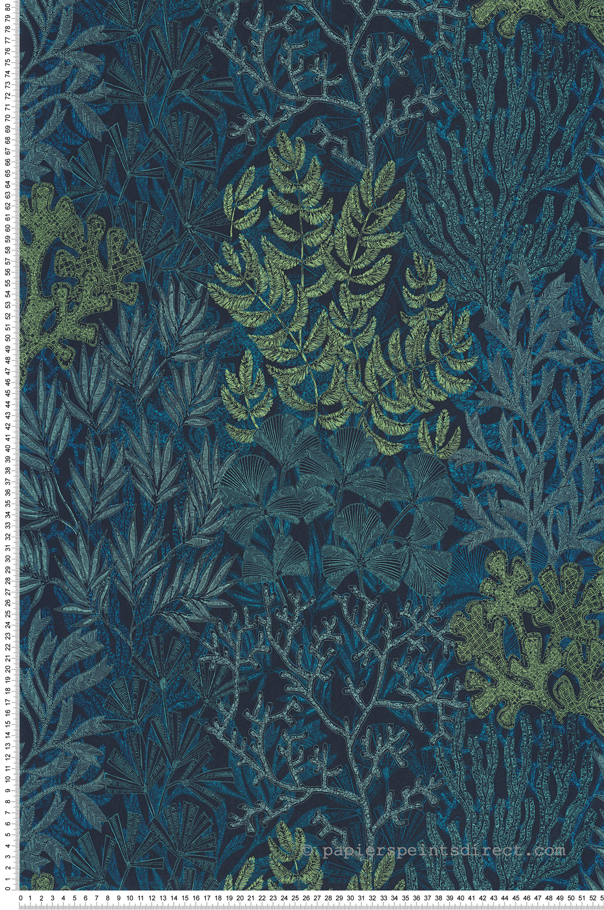 Papier peint Marin Recif Corail vert et bleu irisé - Voyage Onirique de Casadéco | Réf. ONIR87226798