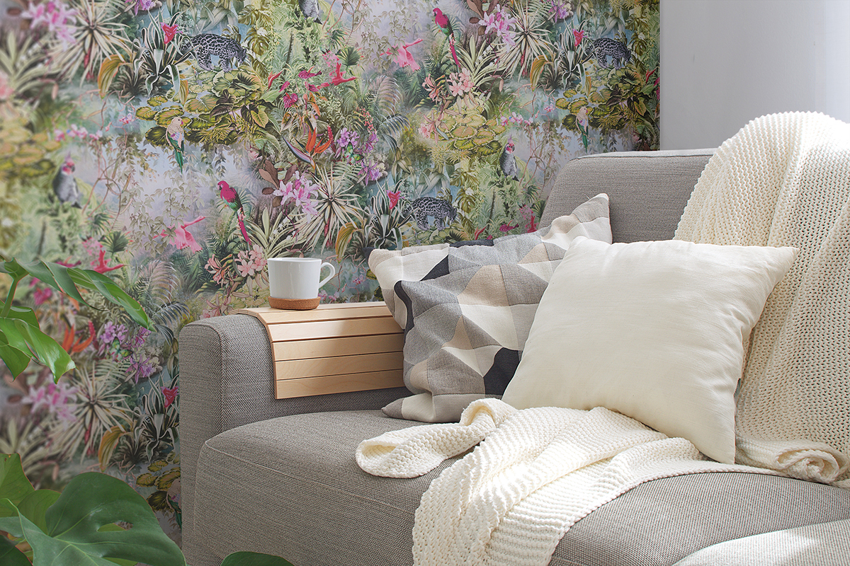 Papier peint Jardin et Perroquet vert et violet - Dream Flowery de Architects Paper | Réf. 38179-3