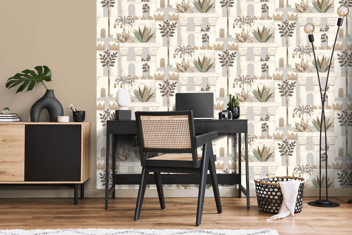 Papier Peint Architecture Egypte gris beige - Nomade d'Ugépa | Réf. UGP-M65907