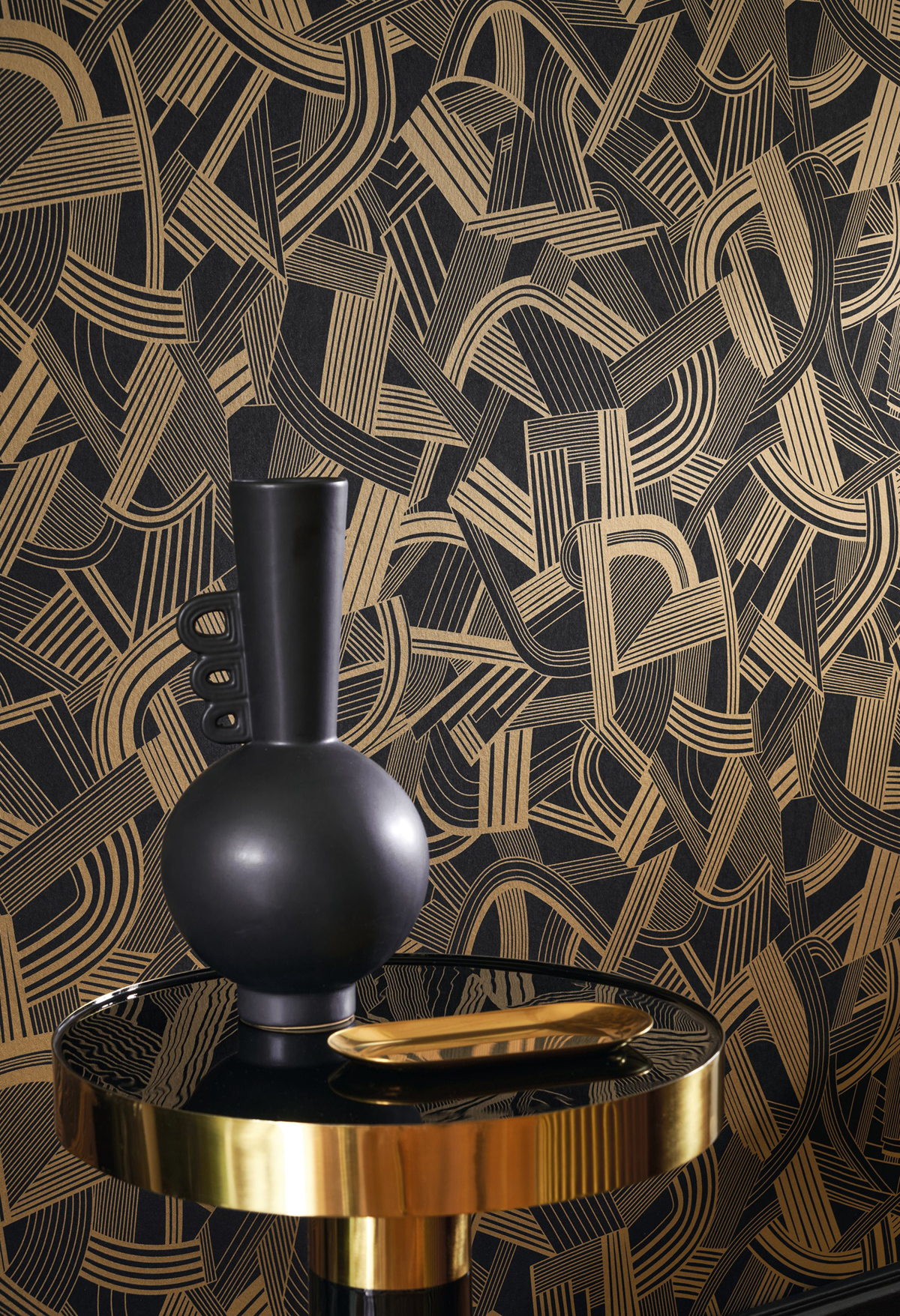 Papier peint Graphique Music Hall noir doré - Twenties de Casadéco AMB2 | Réf. TWNT88699229
