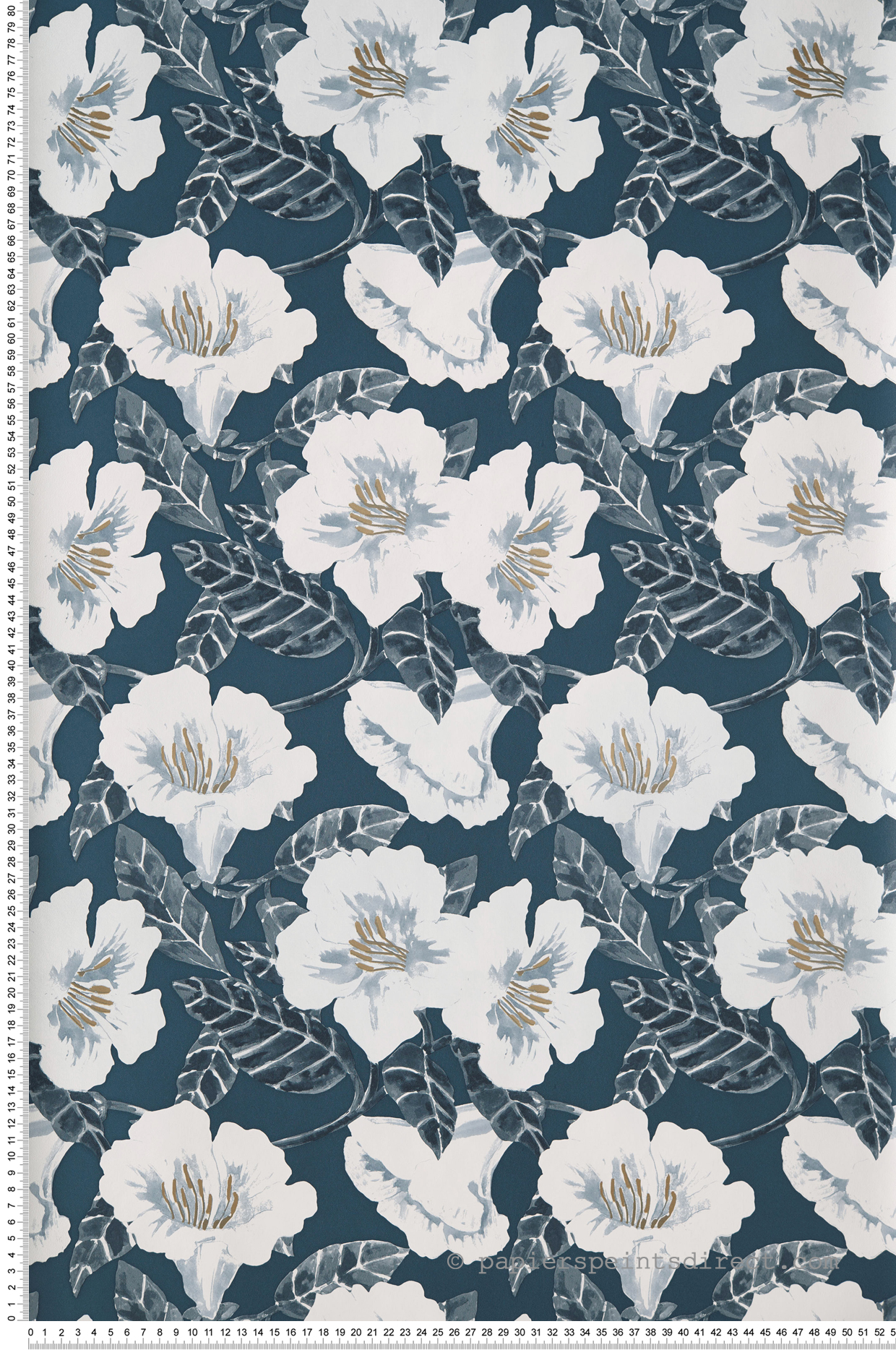 Papier peint Fleurs Ding Ding Dong bleu foncé - The Place to Bed de Casélio | Réf. PTB101796166