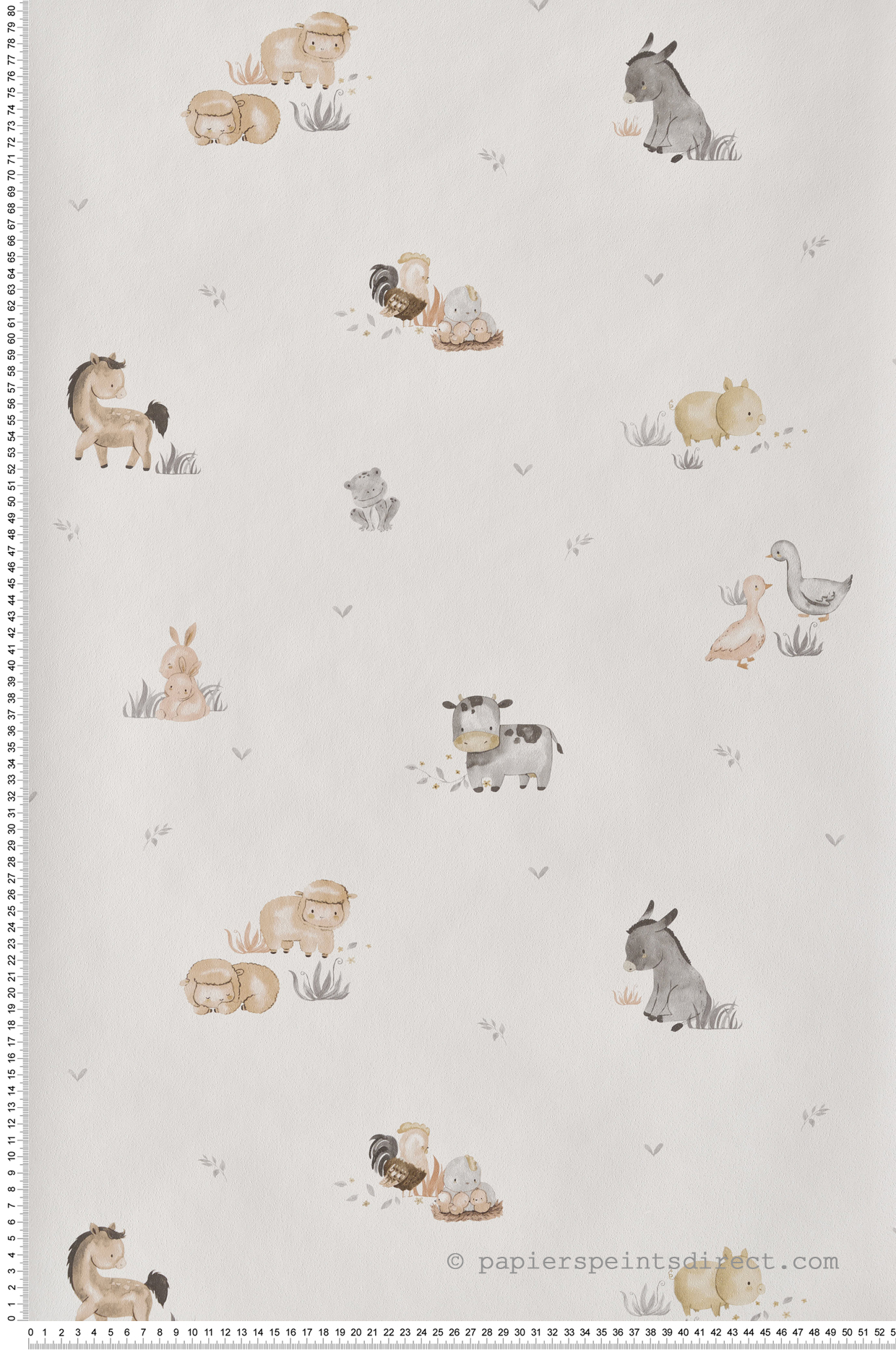 Papier peint Animaux De La Ferme marron gris beige - Babyland 2 de Lutèce | Réf. LTC-14831
