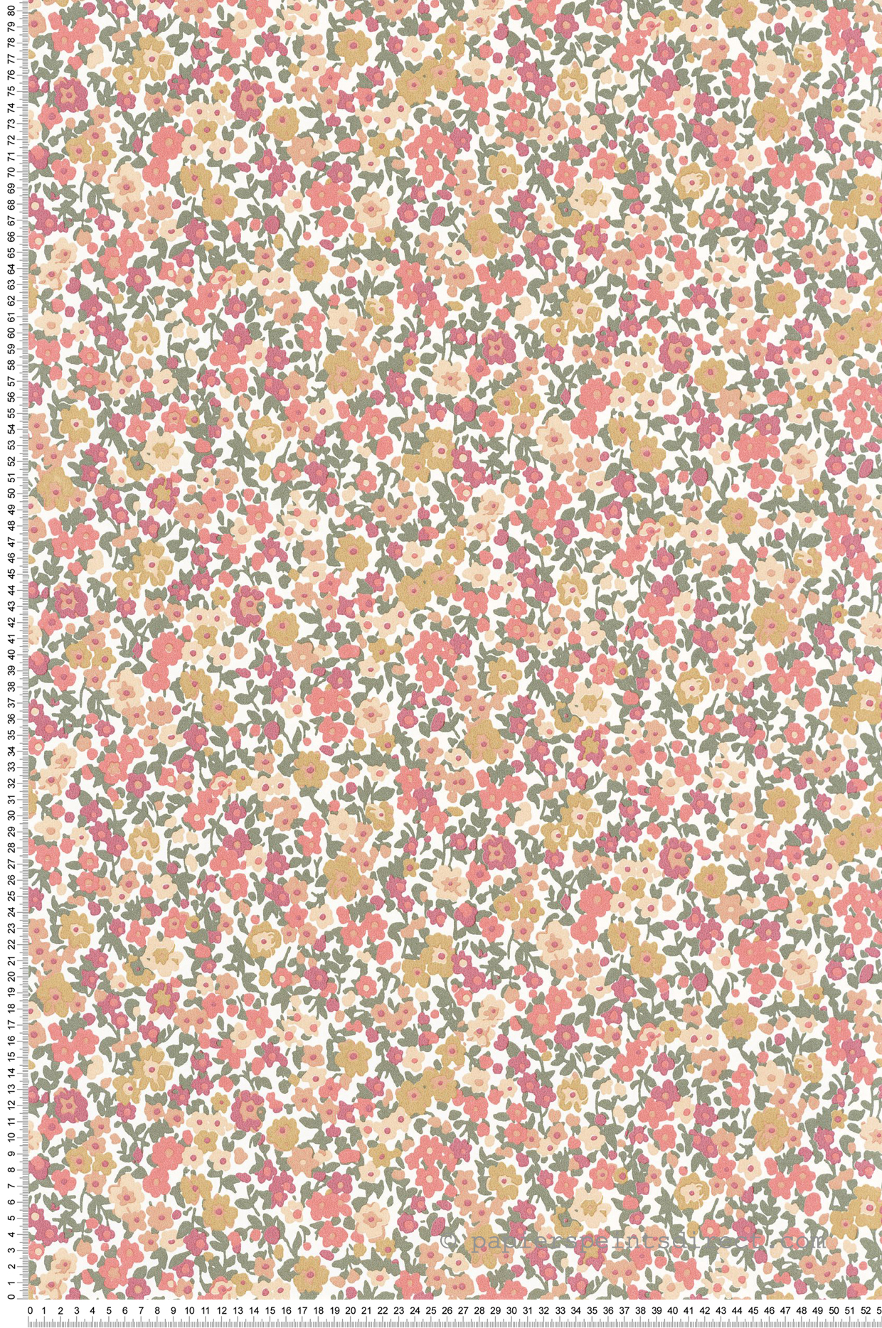 Papier peint Liberty Pansy kaki rose - Flower Market de Casadéco | Réf. FLOM89218308