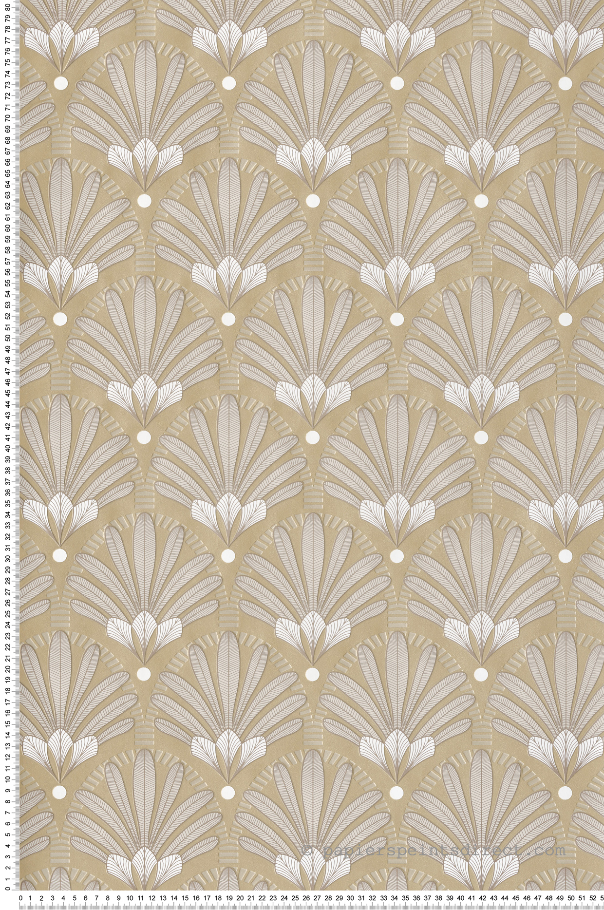 Papier Peint Plumes Art Déco beige irisé - Elégance d'Ugépa | Réf. UGP-M53302