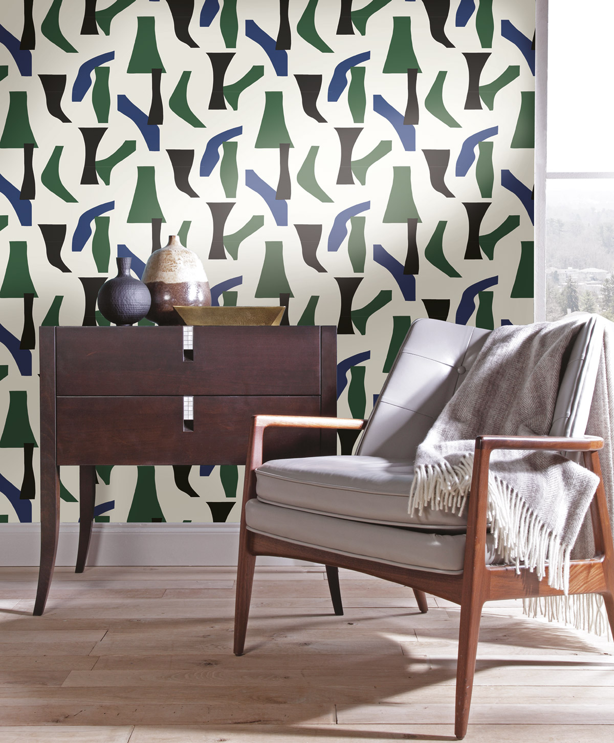 Papier peint adhésif Forme Découpage vert bleu - Les Adhésifs de Lutèce AMB2| Réf. LTC-PSW1057RL