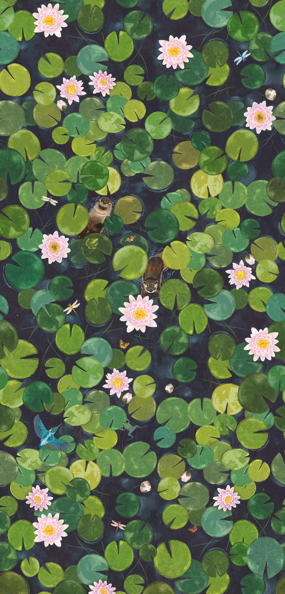 Papier peint panoramique Nénuphar Lily Pads Hopper - In The Garden de Little Greene | Réf. 0234LPHOPPE