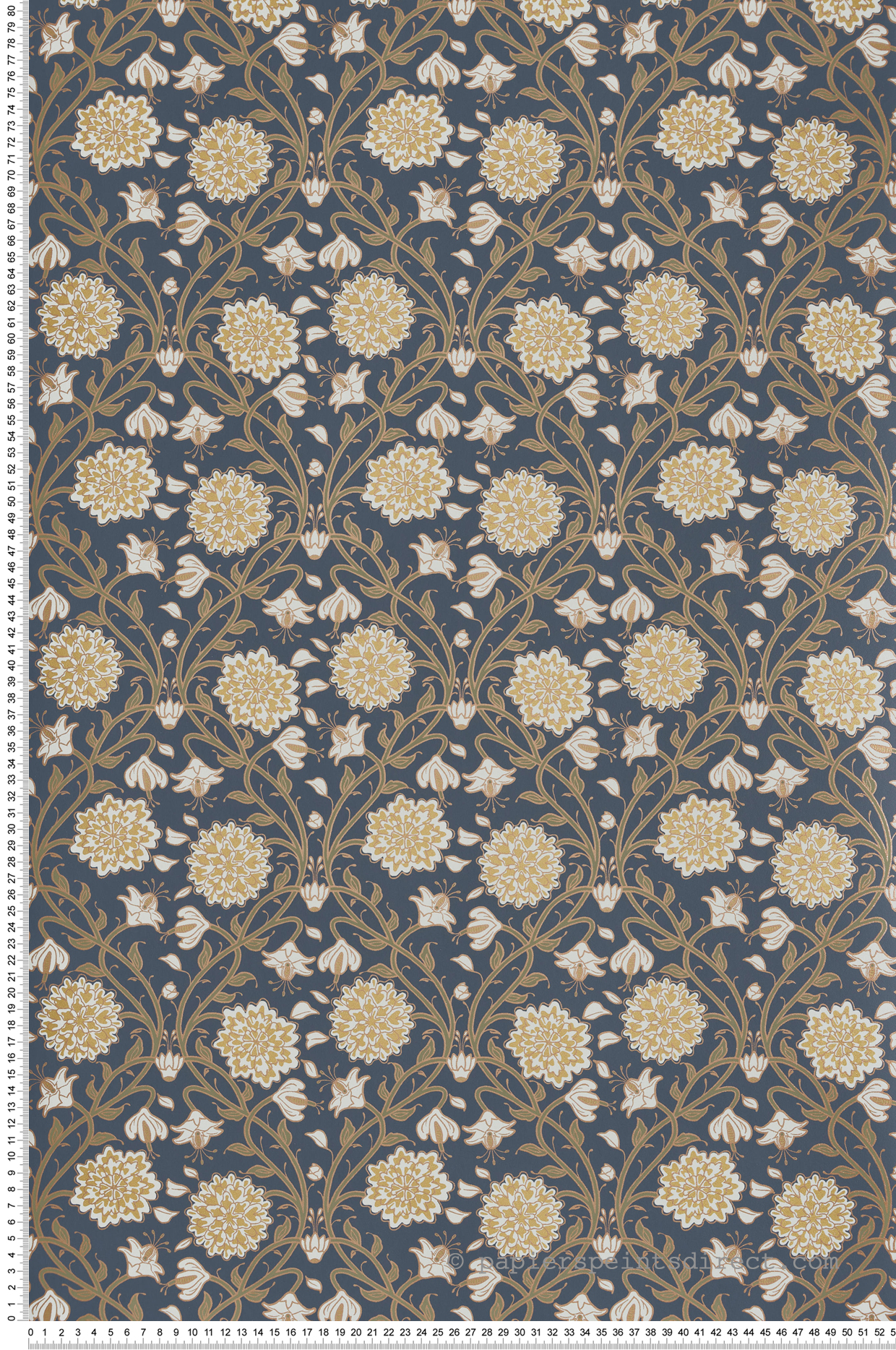 Papier peint Médaillon Baroque Tinkerbell bleu doré - Demeures de Montecolino | Réf. MC-650524