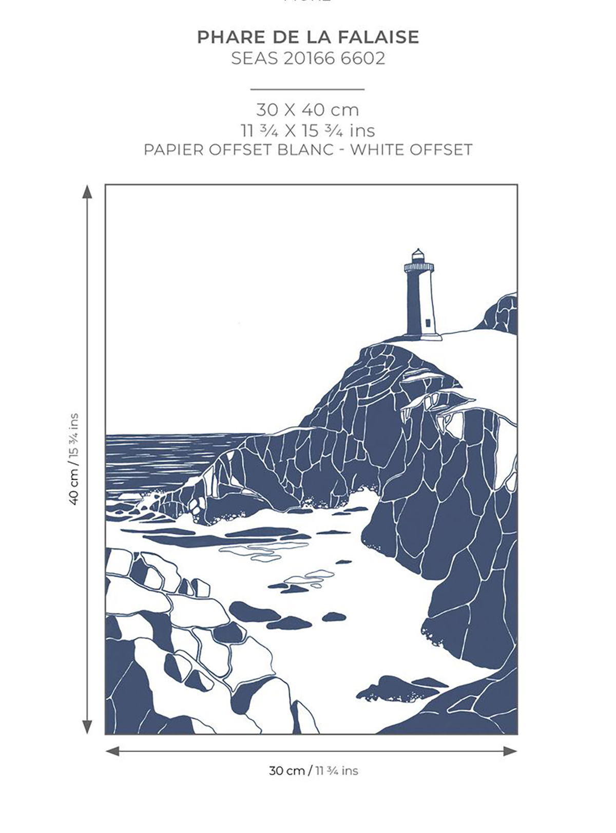Affiche Phare Falaise 30x40 bleu marine - Seaside de Casadéco AMB7 | Réf. SEAS201666602