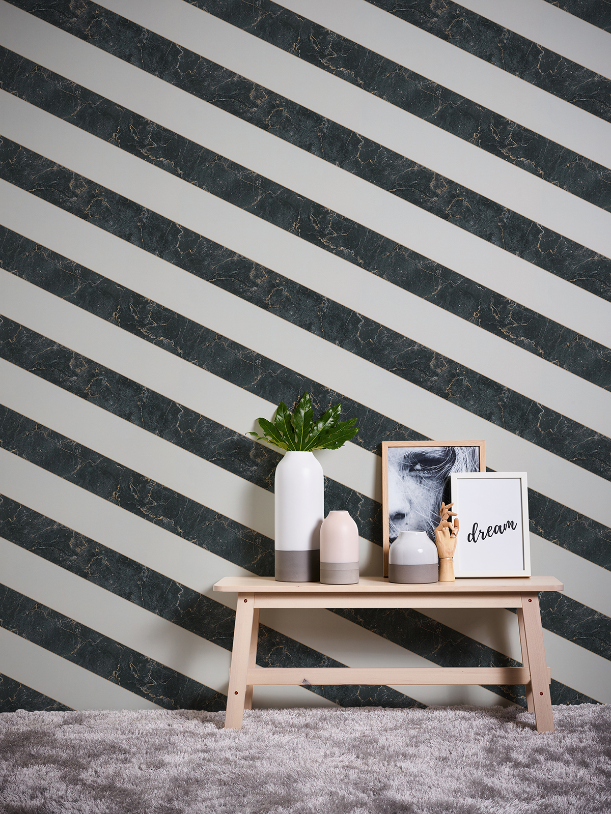 Papier peint Marbre Rayure noir - Change is good de Michalsky | AMB Réf. MC-37992-3