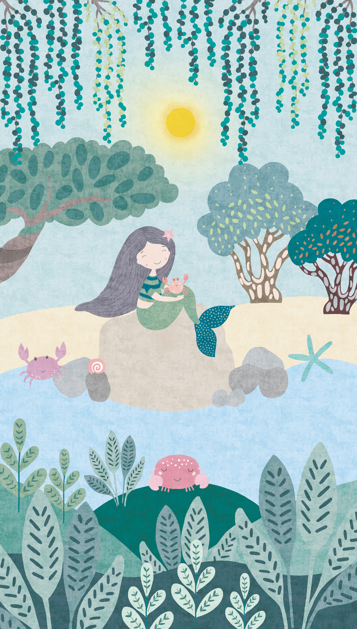 Papier peint panoramique Sirène Nature bleu - Lilly & Luis d'A.S. Création | Réf. AS-770671