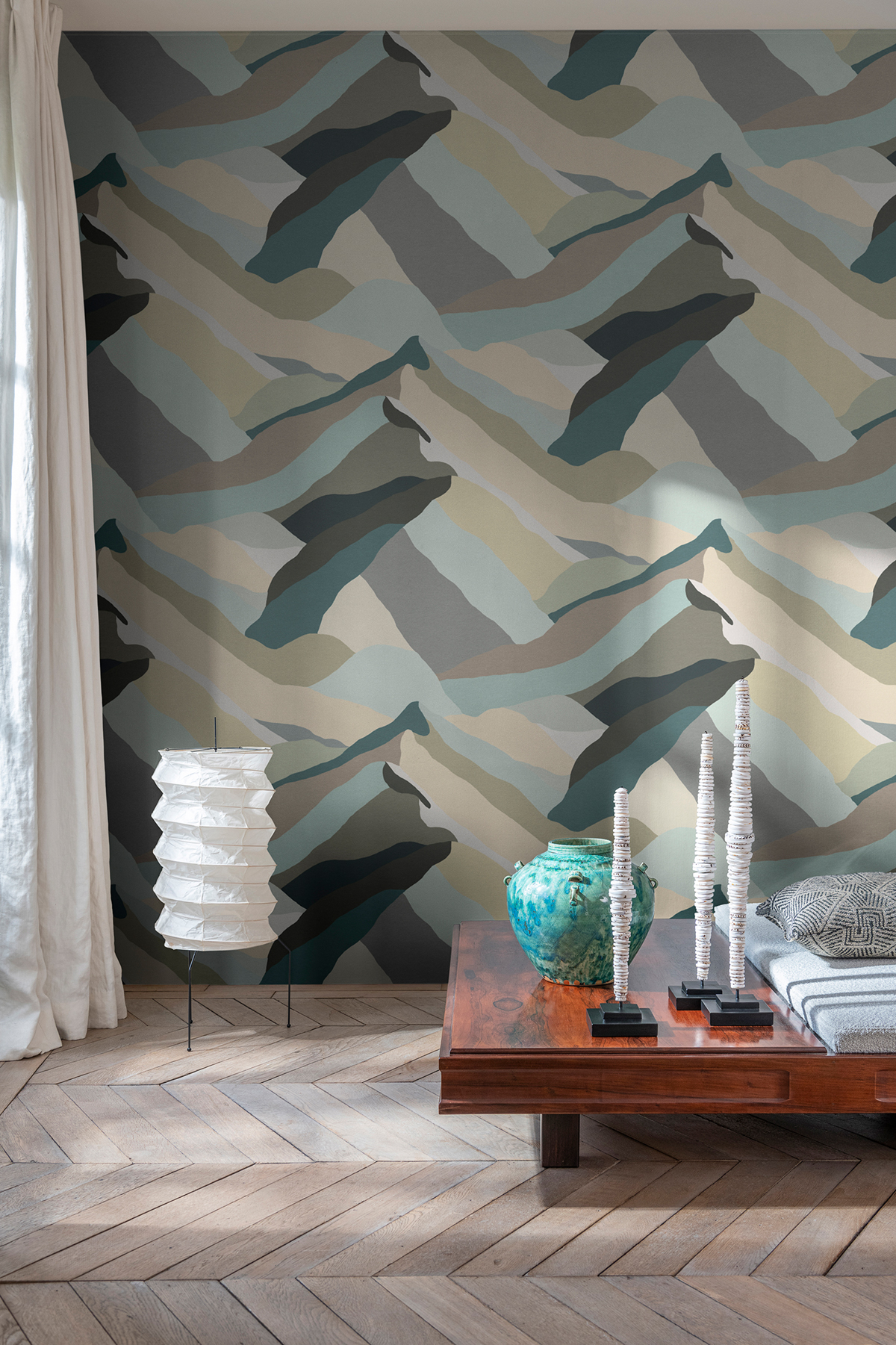 Papier peint panoramique Montagne Graphique bleu - Merida de Montecolino | Réf. MC-BAD26101