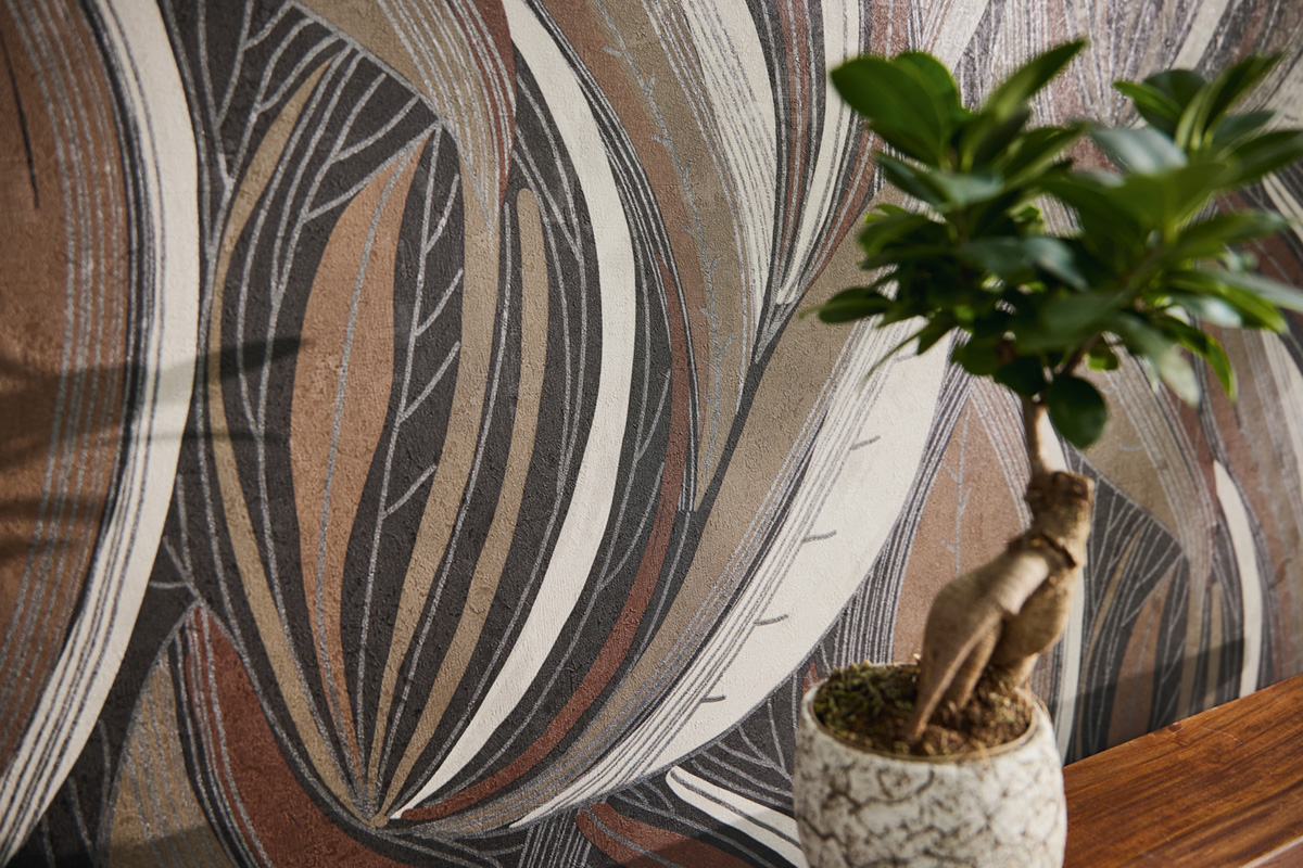 Papier peint Feuille Vague marron argenté - Metropolitan Stories 4 Hot Spots d'A.S. Création AMB3| Réf. AS-786553