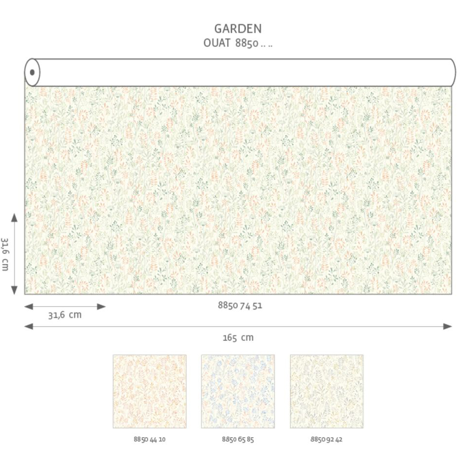 Tissu Feuillage Enfantin gris beige - Once Upon A Time de Casadéco | Réf. OUAT88509242