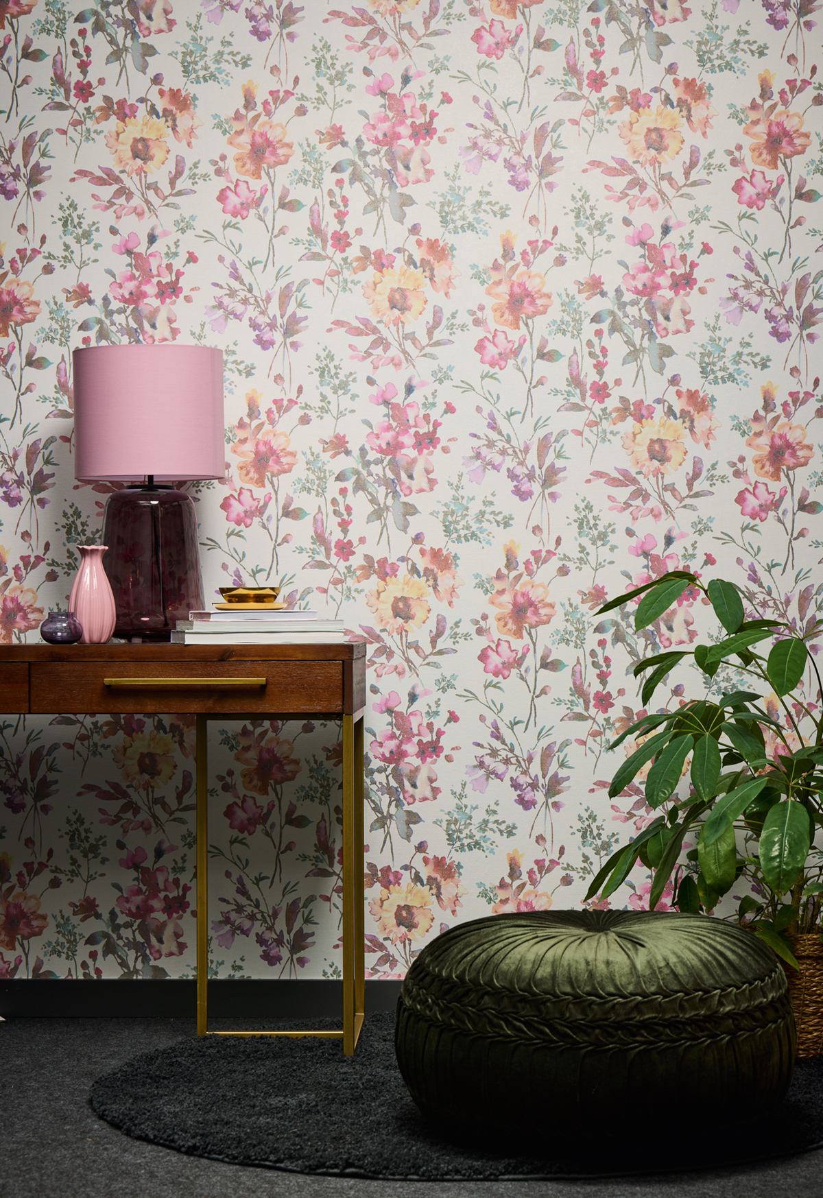 Papier peint Fleur Pétale Poetry blanc cassé doré - Cosmoliving d'A.S. Création AMB4 | Réf. AS-790611