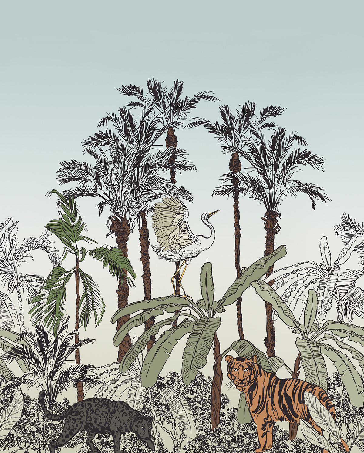 Papier peint panoramique Jungle Enchantée vert - Beauty Full Image 2 de Casadéco | Réf. BFM102433296