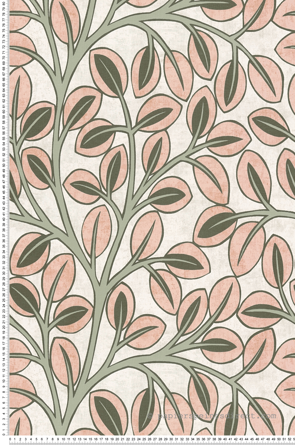 Papier peint Feuille d'Arbre Graphique saumon vert - Nordic Feeling d'A.S. Création