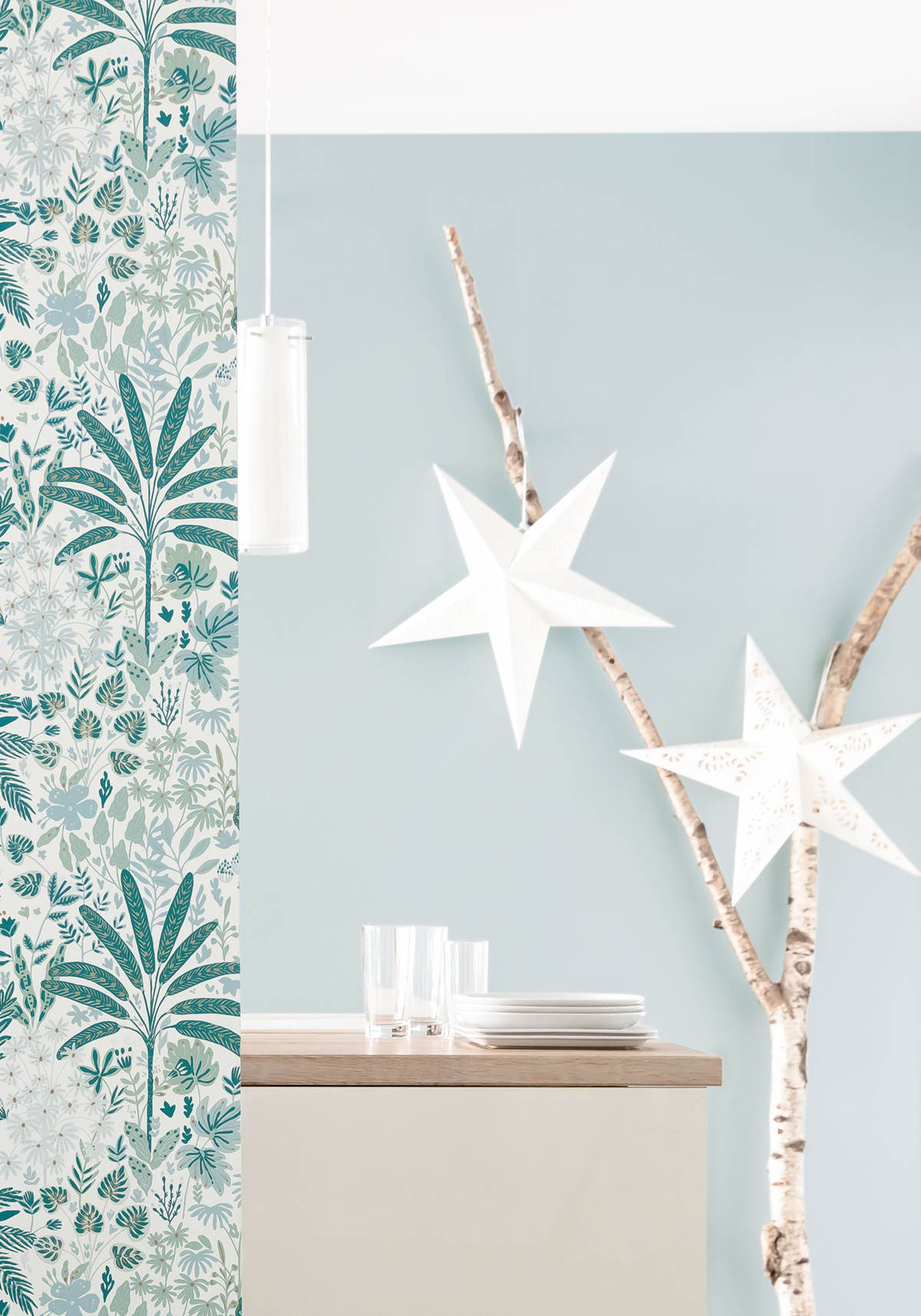 Papier peint Uni Lin bleu ciel - Les Minis Mondes de Casélio | Réf. MNM100607111