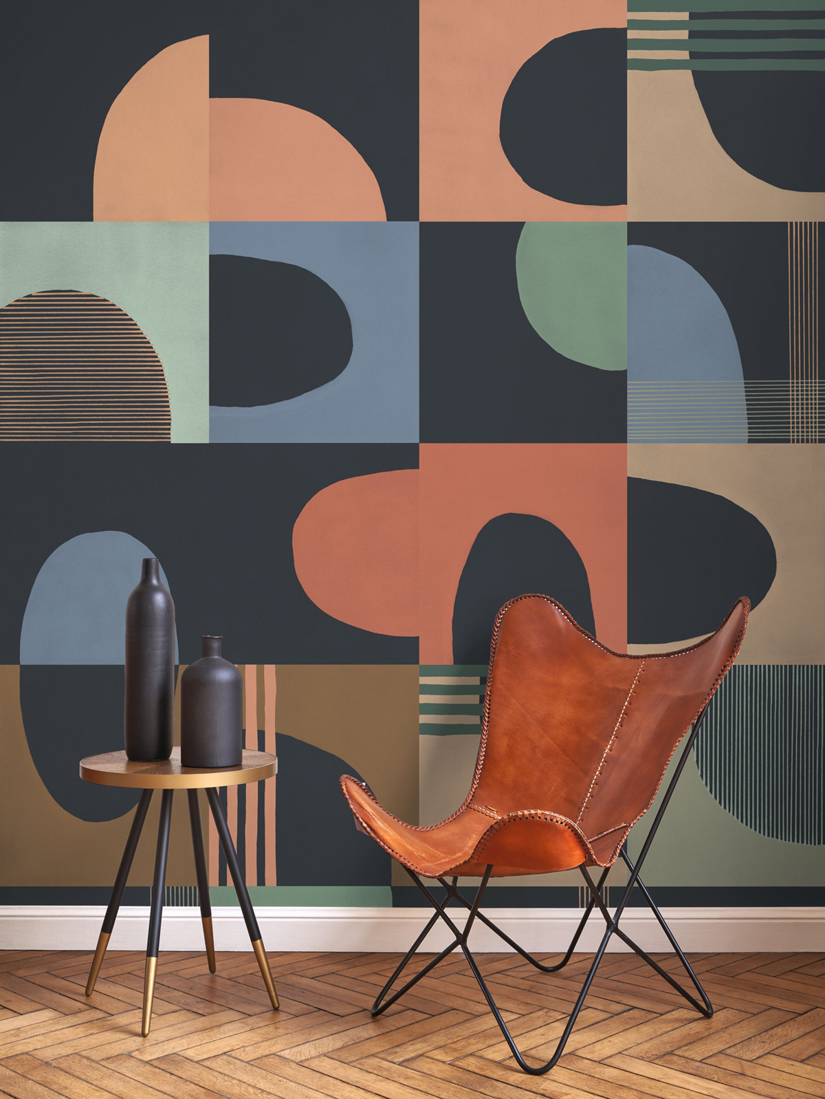 Papier peint Pop Art Graphique encre orange - Milano Sixties de Casadéco | Réf. MISI89373939