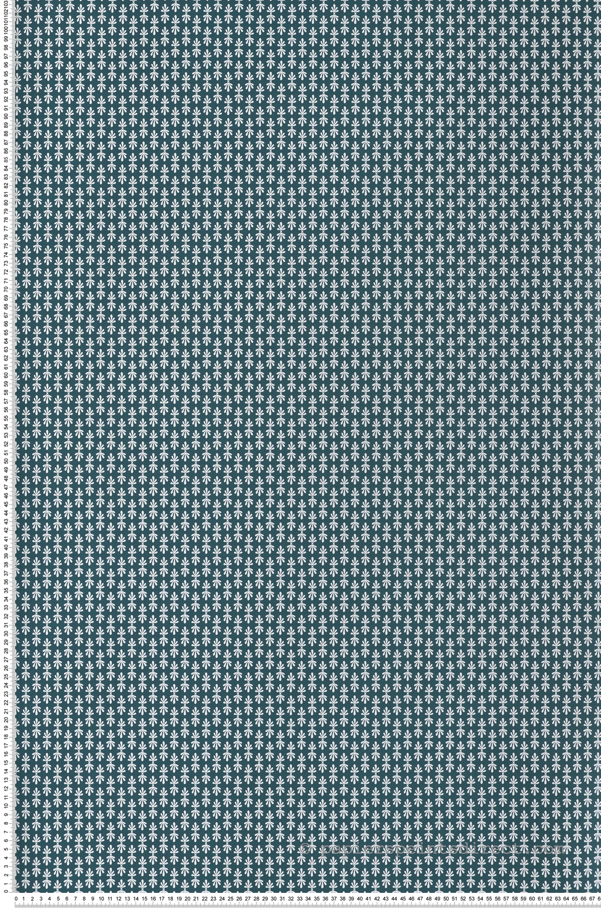 Papier peint Pétale Graphique bleu paon blanc - Rifle Paper Co. 2 de York (Initiales) | Réf. INI-RP7366