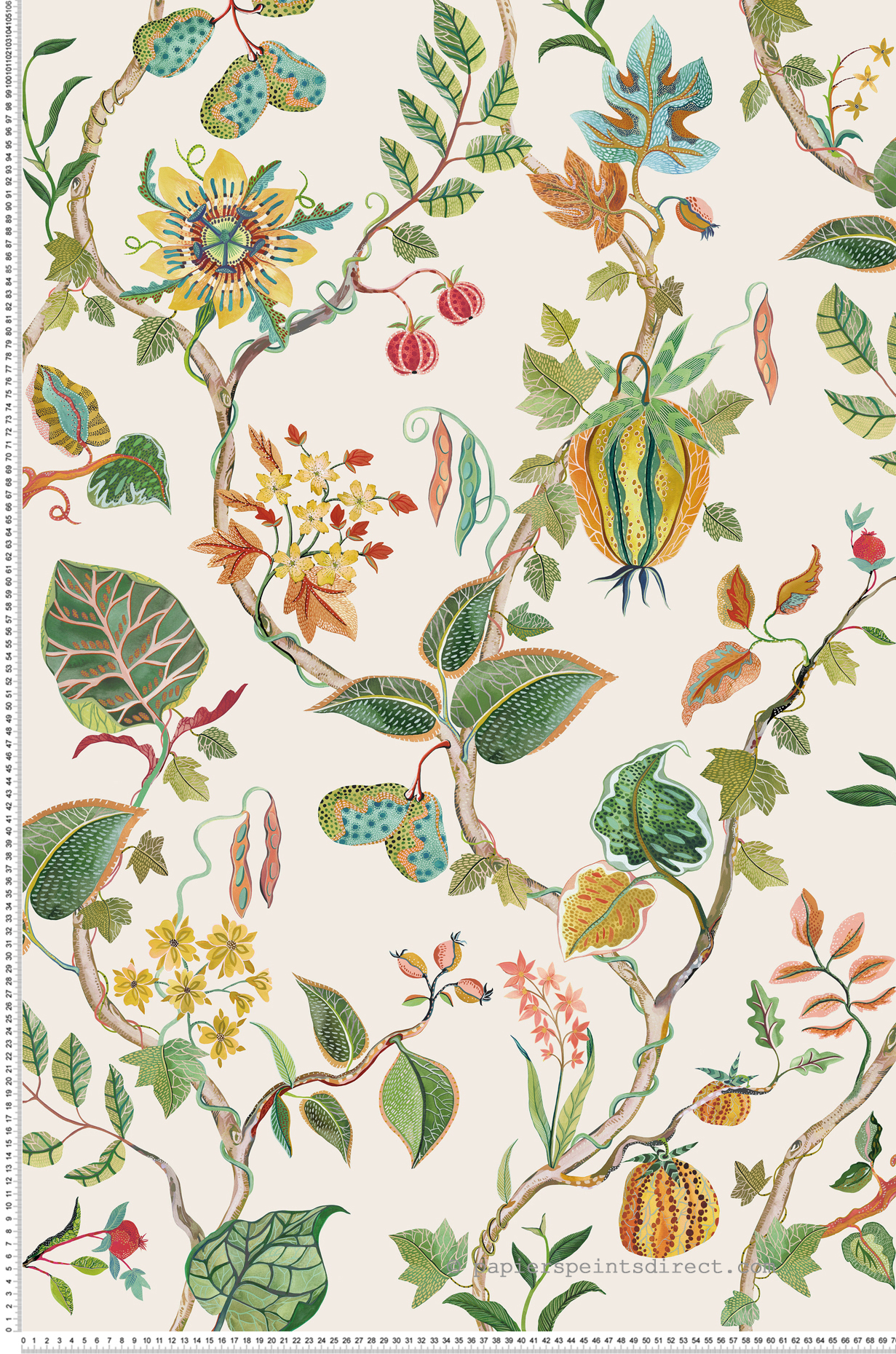 Papier peint Fruit Fleur Mythica beige - Rhapsody d'Osborne & Little | Réf. OSB-W7816-02