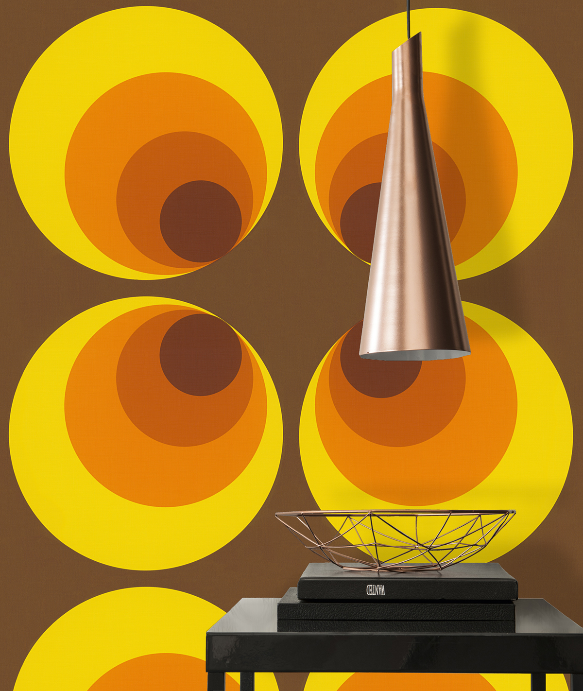 Papier peint Vintage Graphique jaune marron - Retro Vision d'A.S. Création AMB2 | Réf. AS-701312