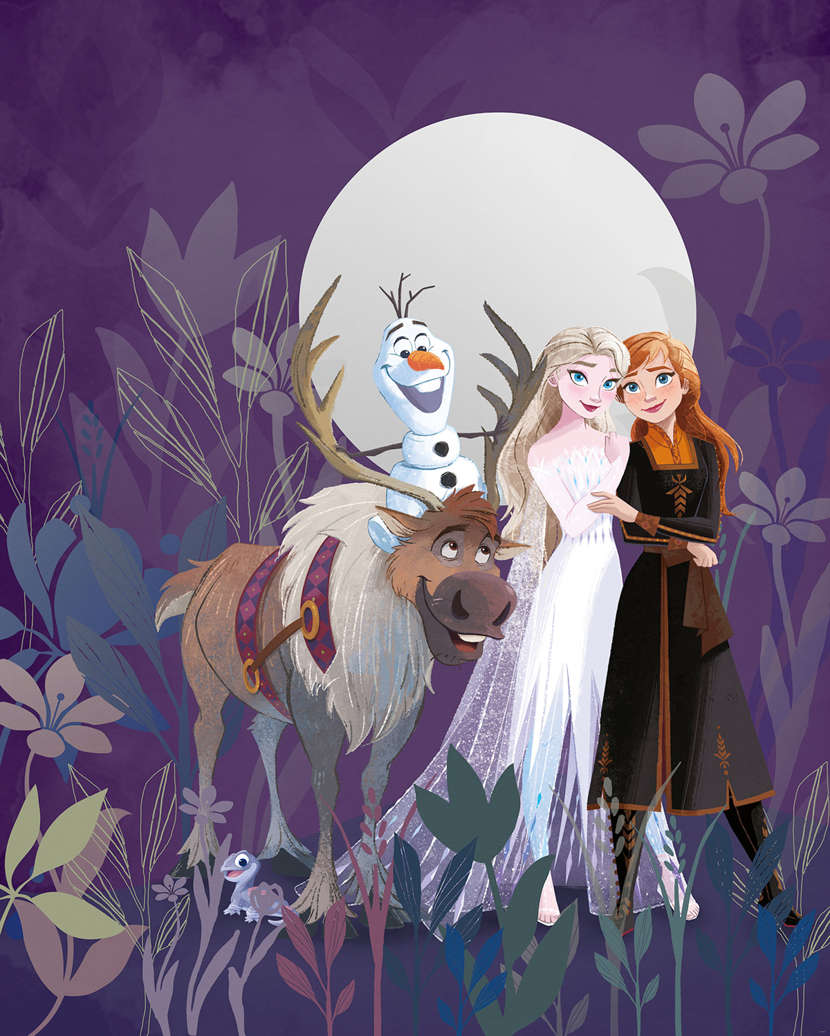 Papier peint panoramique Olaf Reine des Neiges Full Moon Hike Disney - Papier peint Komar Into Wonderland