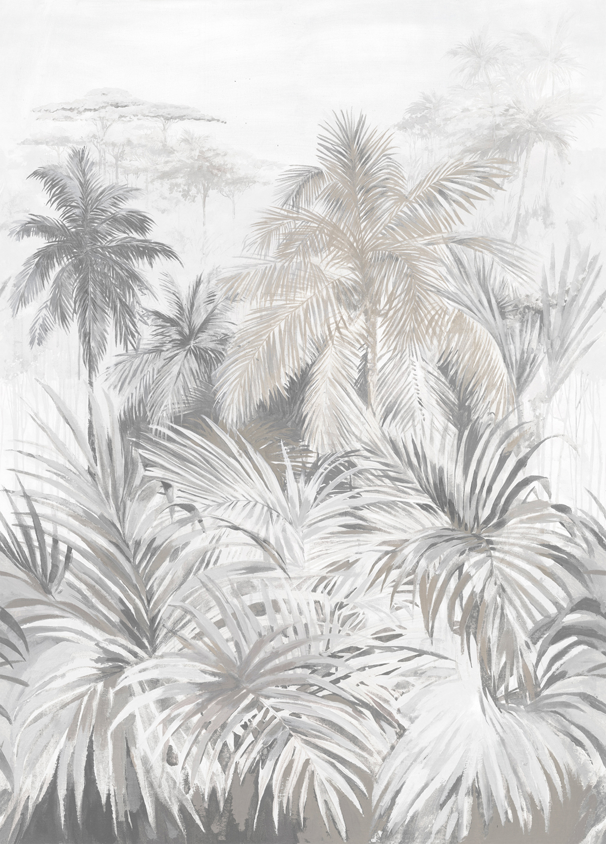 Papier peint panoramique Jungle Selva gris - Panorama 2 de Lutèce | Réf. LTC-PAN1451C